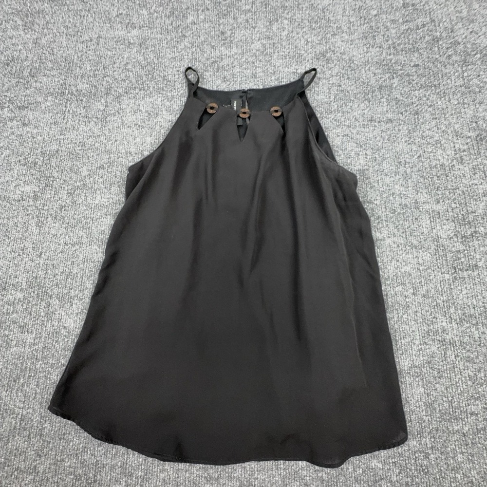 Fortune + Ivy Cami Tank Top Womens XS Black Halter Strap Keyhole Lined Basic